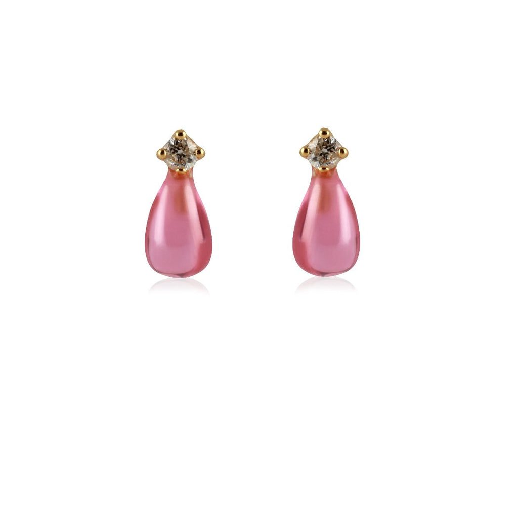 cadeau naissance coffret bijou bébé ou mamanboucles d'oreilles goutte rose diamant or