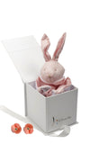 coffret boucles d'oreilles fleur rose diamant or