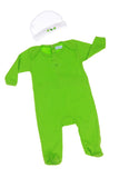 ensemble cadeau naissance bébé grenouillere et bonnet vert assortis