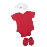 ensemble cadeau naissance bébé body,chaussons et bonnet assortis rose framboise