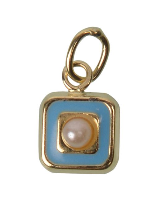 coffret bijou bébé ou maman pendentif carré bleu perle  or  doudou lapin