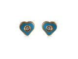 boucles d'oreilles coeur  bleu or diamant