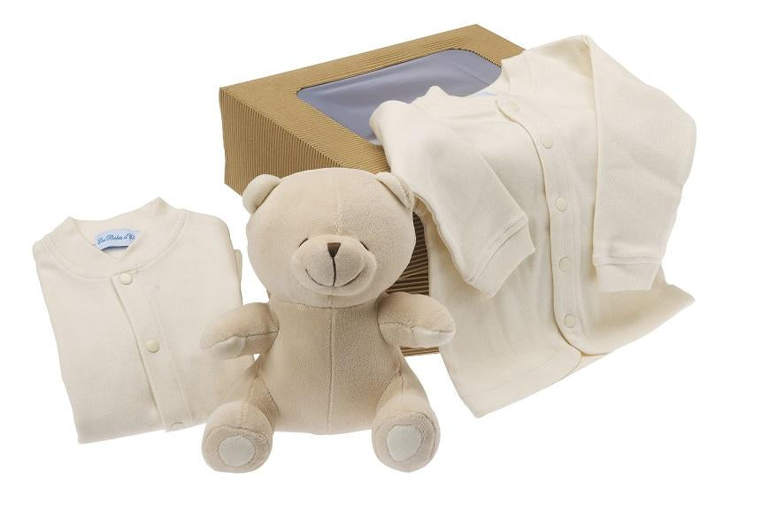 coffret cadeau naissance ourson bio beige
