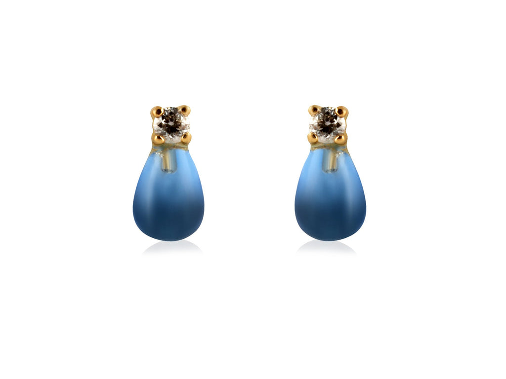 boucles d'oreilles goutte bleue diamant or