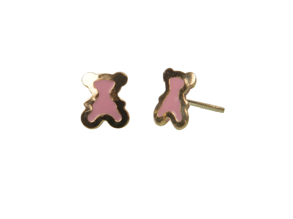 boucles d'oreilles ourson rose or
