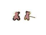 boucles d'oreilles ourson rose or