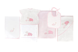 trousseau brodé elephanteau rose