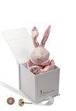 coffret bijou bébé ou maman pendentif rond rose perle or doudou lapin 