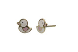 cadeau naissance coffret bijou bébé ou maman boucles d'oreilles pendentif poussin rose doudou lapin