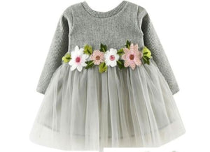 Robe PRINCESSE des fleurs-grise