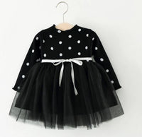 Robe PRINCESSE noire à pois blanc