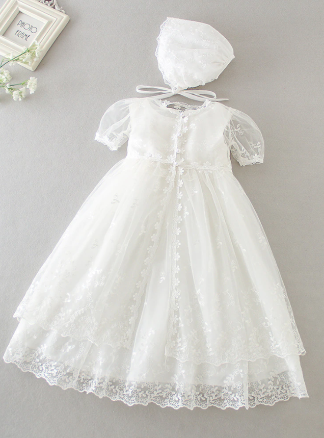 Robe de princesse rose en tulle brodé avec manches tombantes - Ref Robe de princesse rose en tulle brodé avec manches tombantes - Ref