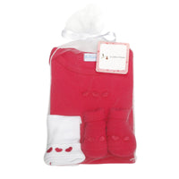 ensemble cadeau naissance bébé body,chaussons et bonnet assortis rose framboise