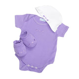 cadeau naissance bébé ensemble body chaussons et bonnet assortis violet