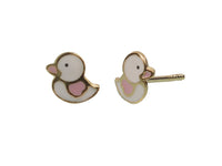 boucles d'oreilles poussin blanc  or