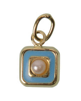 coffret bijou bébé ou maman pendentif carré bleu perle  or  doudou lapin