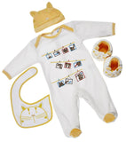 coffret cadeau naissance bébé  chat abricot grenouillere  chapeau chaussons bavoir