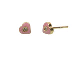 boucles d'oreilles coeur rose or diamant 