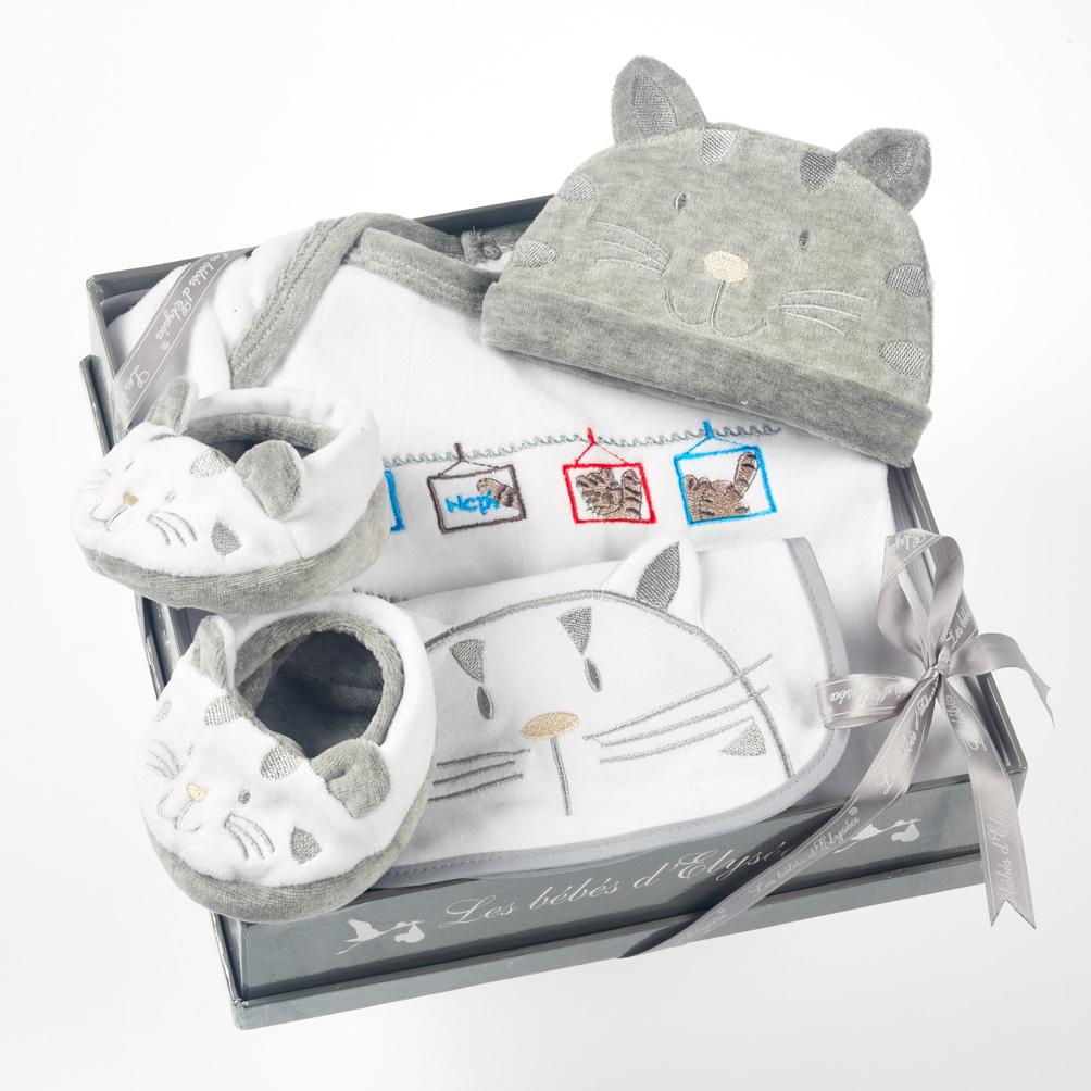 Coffret naissance chat gris, Coffret Cadeau, Cadeaux Naissance