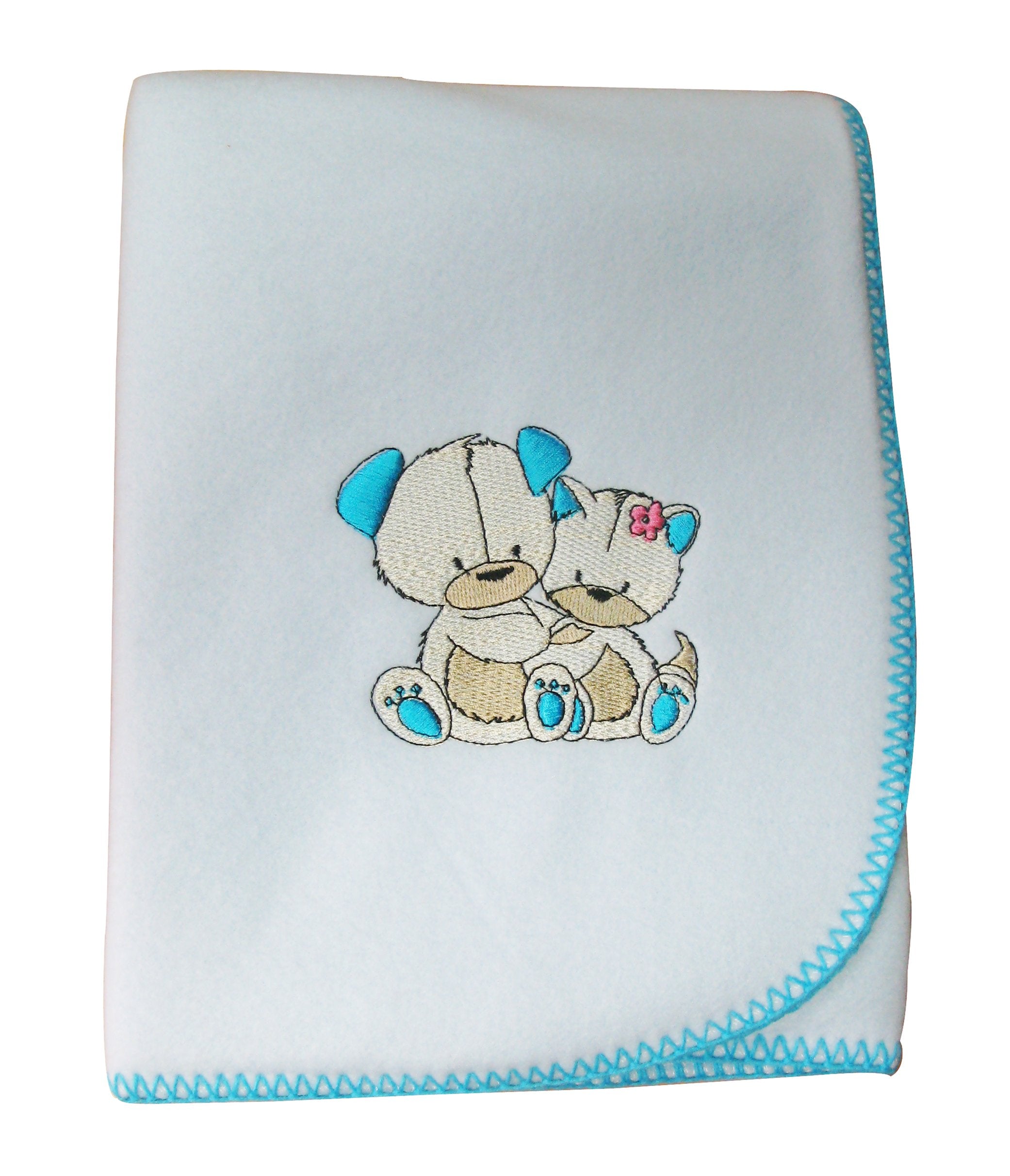 Couverture Polaire 2 Oursons - Turquoise