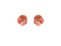 boucles d'oreilles fleur rose diamant or