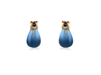 boucles d'oreilles goutte bleue diamant or
