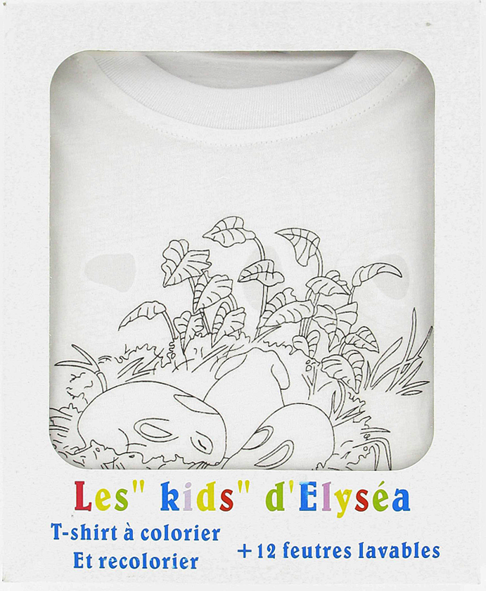 coffret cadeau enfant T-shirt à colorier + feutres lapins