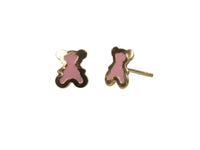 boucles d'oreilles ourson rose or