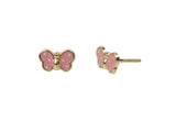 cadeau naissance coffret bijou bébé ou maman boucles d'oreilles papillon rose or  doudou 