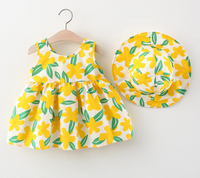 ROBE et CHAPEAU à Fleurs Jaune