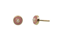 boucles d'oreilles rond rose perle  or  